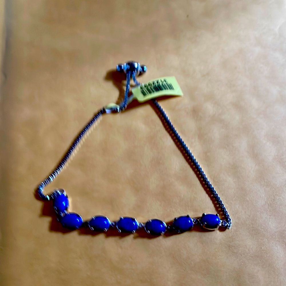 Silver tone lapis color bracelet silver tone aqua marine pierced earrings